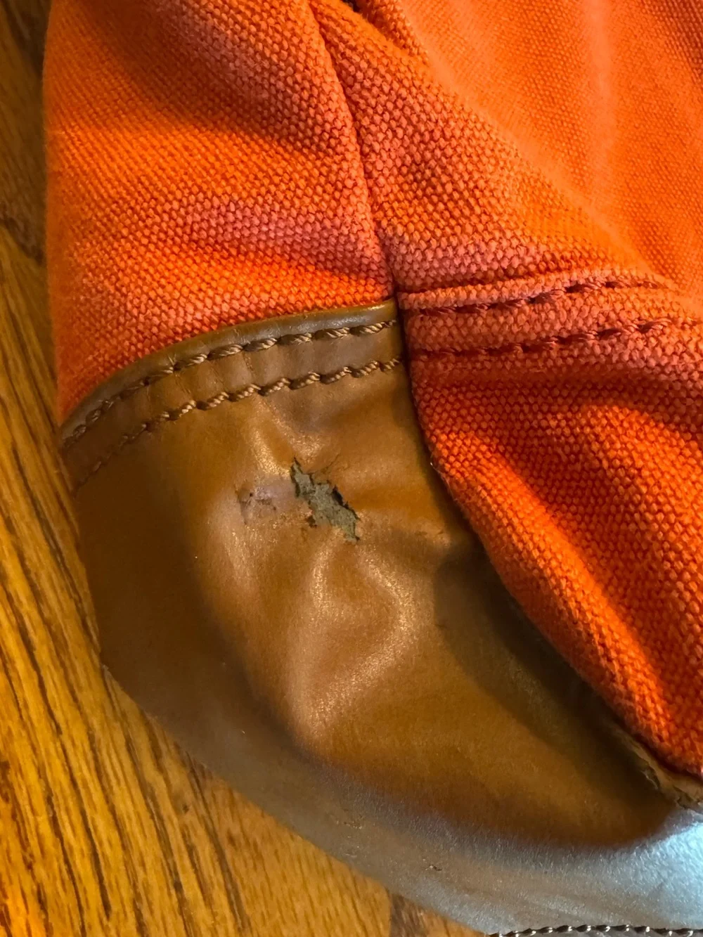 Fossil Canvas Messenger Bag with Brown leather Trim